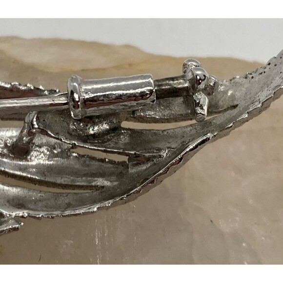 Vintage Yellow Pearl Floral Diamond Cut‎ Brooch Pin Sterling 925 Silver 6g - Picture 8 of 10